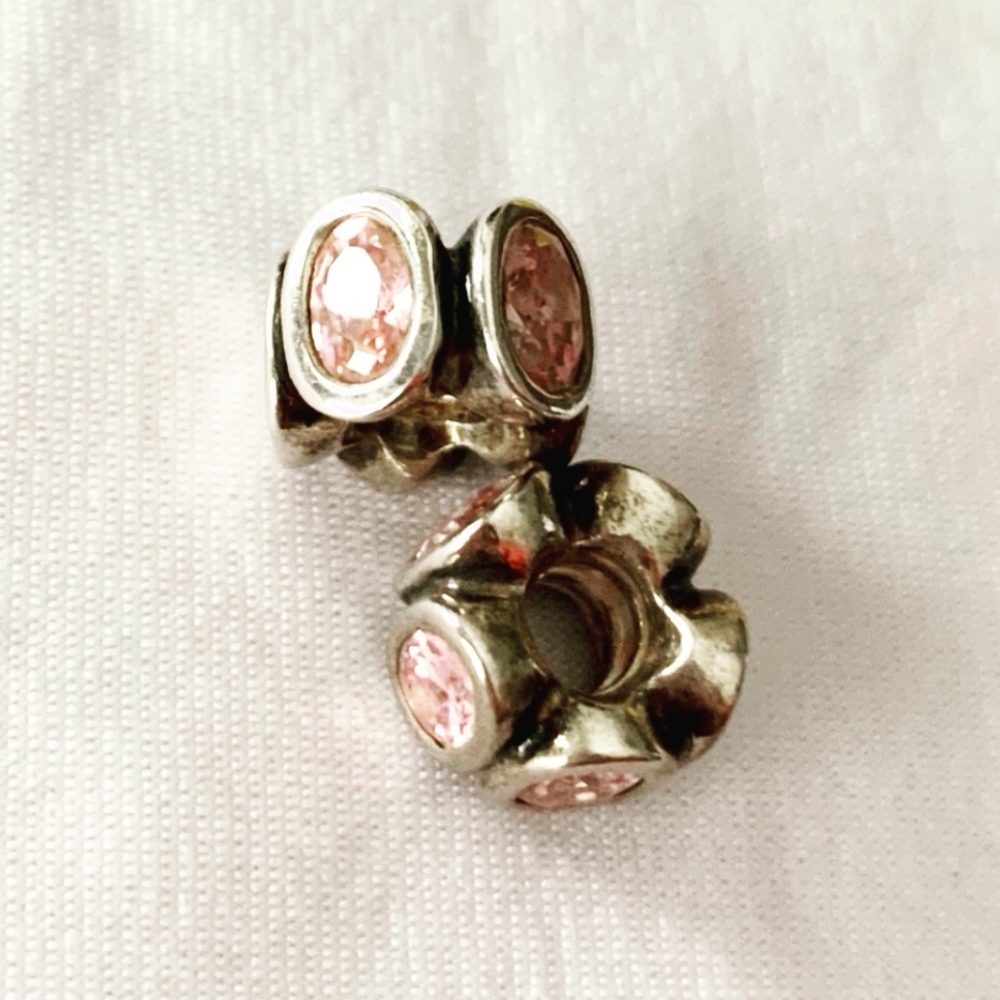 PAIR of Authentic Pandora charms " Oval lights pink " #790311PCZ - Picture 6 of 16